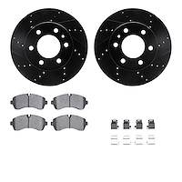 8512-40268 Drilled/Slotted Brake Rotors w/5000 Advanced Brake Pads Kit & Hardware [Black], Fits Select Multiple Makes/Models, Po