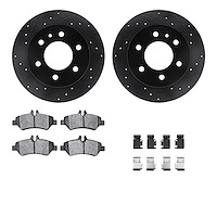 8512-40282 Drilled/Slotted Brake Rotors w/5000 Advanced Brake Pads Kit & Hardware [Black], 2007-2018 Multiple Makes/Models, Posi