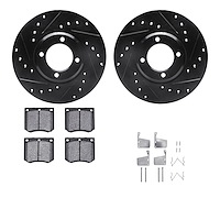 8512-56012 Drilled/Slotted Brake Rotors w/5000 Advanced Brake Pads Kit & Hardware [Black], 1970-1977 Ford/Lincoln/Mercury/Mazda,