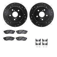8512-75035 Drilled/Slotted Brake Rotors w/5000 Advanced Brake Pads Kit & Hardware [Black], Fits Select Lexus/Toyota/Scion, Posit