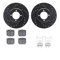 8512-76003 Drilled/Slotted Brake Rotors w/5000 Advanced Brake Pads Kit & Hardware [Black], 1972-1982 Lexus/Toyota/Scion, Positio