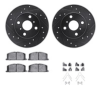8512-76185 Drilled/Slotted Brake Rotors w/5000 Advanced Brake Pads Kit & Hardware [Black], 1983-1990 Lexus/Toyota/Scion, Positio