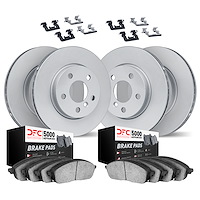9514-63130 GEOMET Brake Rotors w/5000 Advanced Brake Pads Kit & Hardware, 2014-2021 Mercedes-Benz, Position: Front and Rear