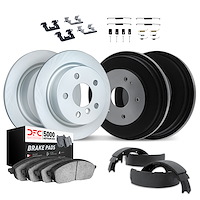 9514-74065 GEOMET Brake Rotors w/5000 Advanced Brake Pads/Drums/Shoes & Hardware Kit, 1971-1971 Audi/Volkswagen, Position: Front