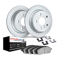9612-11014 GEOMET Brake Rotors w/5000 Euro Ceramic Brake Pads Kit & Hardware, 2016-2019 Land Rover, Position: Rear