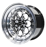 VWRE004 Revolver Wheel, Size: 13" x 8", Bolt Pattern: 4 x 100 mm & 4 x 4 1/2" (114.3 mm) [Finish: Gloss Black Milled]