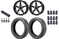 VWST087 V-Star 18x5 Front Drag Wheel and Tire Kit 5x114.3 Fits 2005-2014 Ford Mustang [Gloss Black Milled Finish]