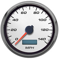 02140-03 Performance Ii Series Programmable Speedometer, White, 3-3/8 in., 140 Mph
