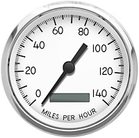 40150-03 1940 Series Programmable Speedometer, White, 5 in.