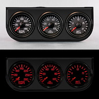 44330-01 Aviator Series 3-Gauge Kit, Black