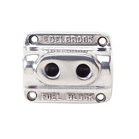 Firewall Mounted Dual Outlet Fuel Block Polished