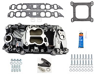 2161-BP Performer 2-O Intake Manifold Kit for 1965-1990 Big Block Chevy Engines w/Oval Port Heads [Black Plasma Finish]