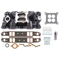 Performer Air-Gap Small Block Chevy Intake Manifold Black with Installation Kit