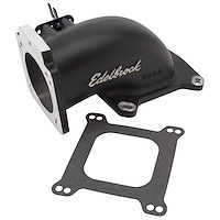 Low Profile Intake Elbow for 90mm Throttle Body to 4150 Square-bore Flange in Black Powder Coated Finish