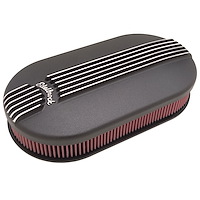 Large Oval Cast Aluminum Air Cleaner Dual 4-barrel Carburetor with Black Powder Coated Finish