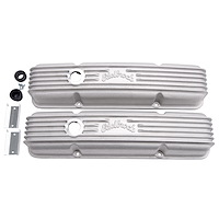 Classic Finned Valve Covers for 1959-1986 Small Block Chevy 262-400 with Satin Finish