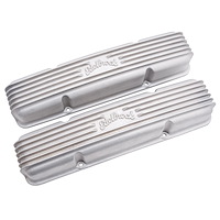 Classic Finned Valve Covers for 1959-1986 Small Block Chevy 262-400 with Satin Finish
