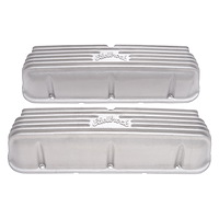 Classic Finned Valve Covers for 1962-1995 Small Block Ford 221-351W with Satin Finish