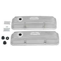 Classic Finned Valve Covers for 1958-1976 Ford FE with Satin Finish