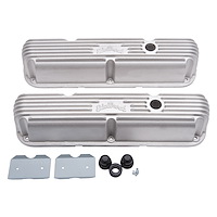 Classic Finned Valve Covers for Small Block Chrysler 318-360 LA Series with Satin Finish