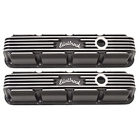 Classic Finned Valve Covers for Small Block Chrysler Magnum 5.2/5.9L with Black Powder Coated Finish