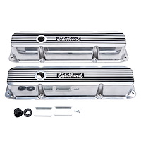 Elite II Short Aluminum Valve Covers for Chrysler Big-Block 383 and 440 [Polished and Gloss Black]