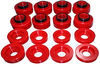 Body Mount Bushing Set 2008-2016 Ford F-Series Super Duty Truck 2/4WD Crew Cab - Red Bushings