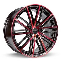 081210 RTX-Series Strobe 5 Wheel [Size: 18" x 8"] Black Machined Red Finish