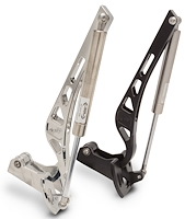 MS147-83CL Billet Aluminum Kinetic Hood Hinges for 1979-1993 Ford Mustang w/Stock Steel Hood [Bright Clear Protective Fusioncoat