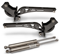 MS147-83MB Billet Aluminum Kinetic Hood Hinges for 1979-1993 Ford Mustang w/Stock Steel Hood [Matte Black Fusioncoat Finish]