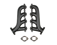 Cast Iron Exhaust Manifolds for GM Gen III, IV LS Engines [Black Ceramic Finish]