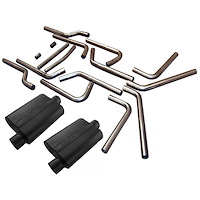 U-Fit Dual Exhaust Pipe Kit Aluminized Steel 3" Tubing