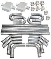 FlowMonster/JEGS Aluminized Exhaust System Kit - Universal - 2.500 in. Tubing - Center In/Center Out
