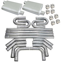 FlowMonster/JEGS Aluminized Exhaust System Kit - Universal - 2.500 in. Tubing - Offset In/Offset Out