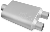 FlowMonster 2-Chamber Muffler - Center In/Dual Out: 3 in./2.500 in.