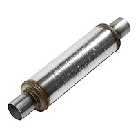 4 in. Round FlowFX Muffler Center In/Center Out: 2.250 in./2.250 in.