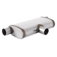 72206 Flow FX Muffler; 2.5 In/Out - Oval Body - Transverse - Moderate Sound - Stainless Steel