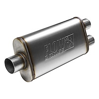 4 in. x 9 in. Oval FlowFX Muffler Center In/Dual Out: 3 in./2.500 in.