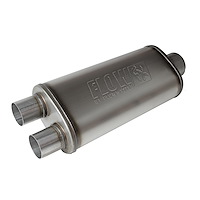5 in. x 8 in. Oval FlowFX Muffler Center In/Dual Out: 3.500 in./2.500 in.