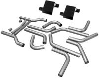 Super 10 Series Delta Flow Mufflers and U-Fit Dual Exhaust Pipe Kit