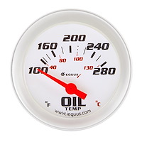 E8243 Oil Temperature Gauge [2 in. 100-280 F, 90 Degree Sweep, Electric, White, Silver, 8000 Series]