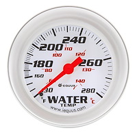 E8442 Water Temp Gauge [2 5/8 in., 130-280 F, 270 Deg Sweep, Mechanical, White, Silver, 8000 Series]