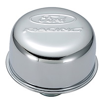 Chrome Push-In Valve Cover Air Breather Cap with Ford RACING Emblem