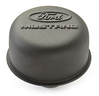 Black Crinkle Push-In Valve Cover Breather with Ford MUSTANG Emblem