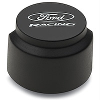 Black Crinkle Push-In Valve Cover Breather Filter and Hood with Ford RACING Emblem