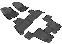 L1MB03901509 KAGU Floor Mat Set Fits Select Mercedes-Benz GL/GL AMG, 5-Piece, Front Row/2nd Row/3rd Row [Black]