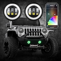 XK042010-B 4 in. Black RGB LED Fog Light Kit, w/ XKCHROME Bluetooth App Control, 2007-2018 Jeep Wrangler JK