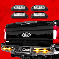 XK052001-4WA Strobe Pod Lights, w/Traffic Ultra Bright LEDs Multiple Modes + Solid On, White + Amber, 4-Piece, Universal Fit