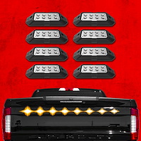 XK052001-8WA Strobe Pod Lights, w/Traffic Ultra Bright LEDs Multiple Modes + Solid On, Amber + White, 8-Piece, Universal Fit