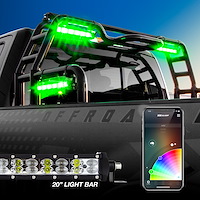 XK-BAR-20 20 in. RGBW Light Bar, High-Power Offroad Work/Hunting Light, w/Built-in XKCHROME Bluetooth Controller, Universal Fit